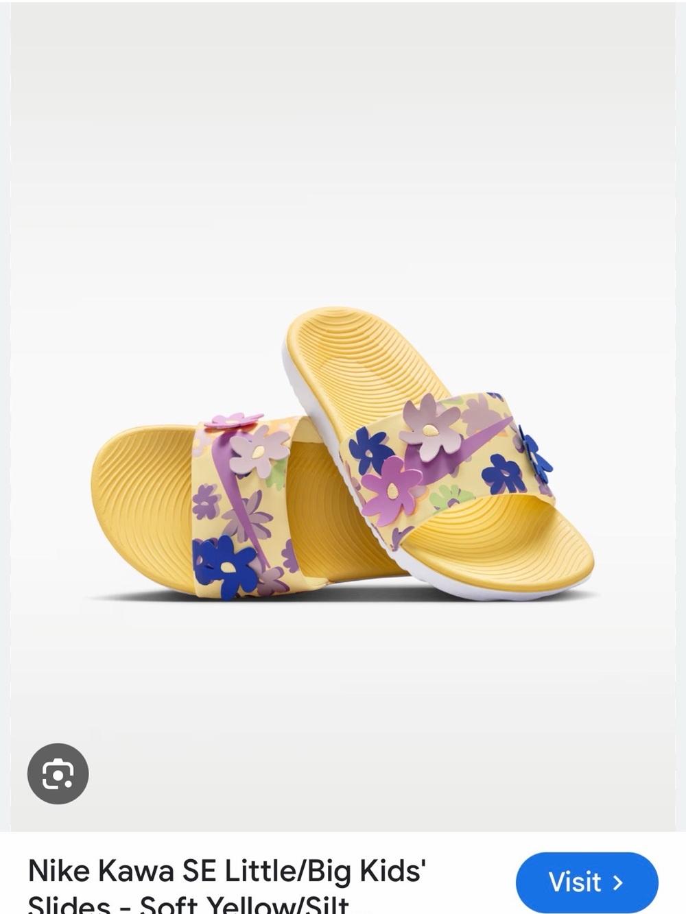 Nike kawa Slide Sandals in Cream with Purple and Blue Floral Accents